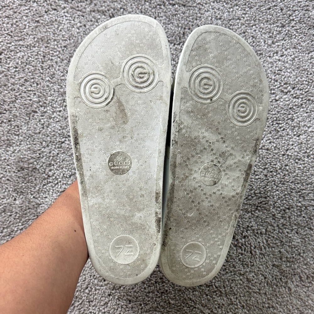 Gucci White Slides with Green and Red Stripes - Picture 2 of 7